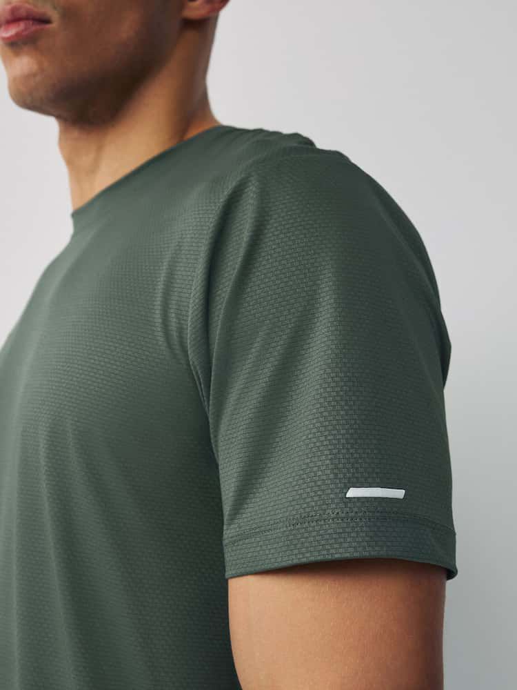 Short Sleeve Tee Active Gym Textured Training - Khaki Green