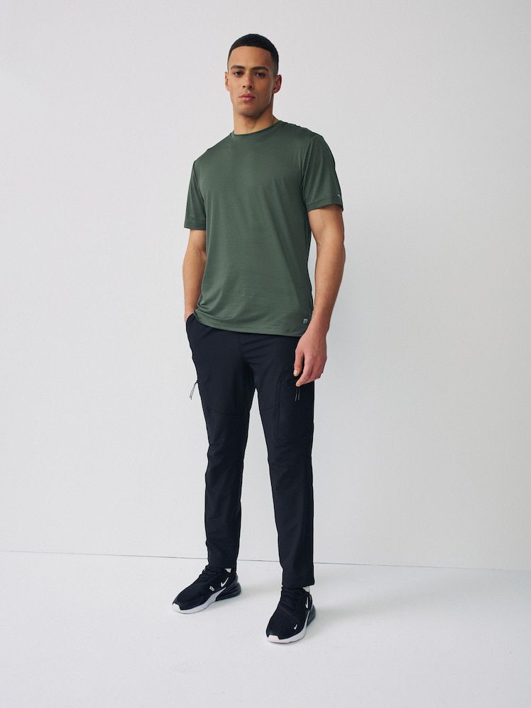 Short Sleeve Tee Active Gym Textured Training - Khaki Green