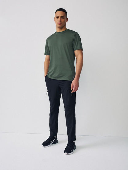 Short Sleeve Tee Active Gym Textured Training - Khaki Green