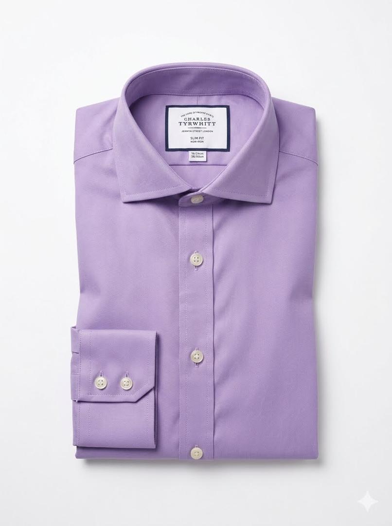 Non-Iron Twill Slim Fit Shirt - Deep Lilac