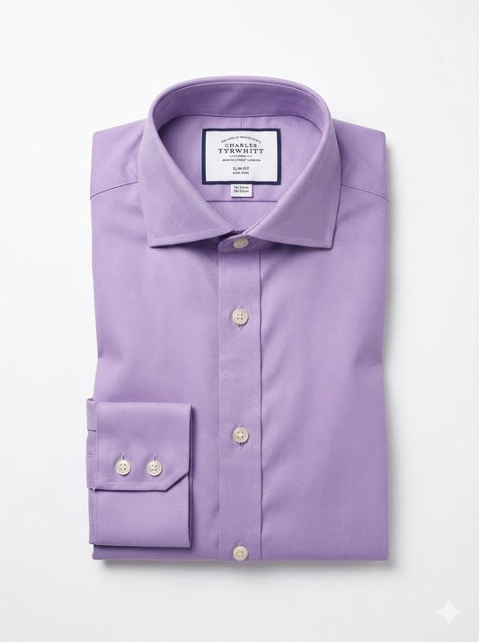Non-Iron Twill Slim Fit Shirt - Deep Lilac