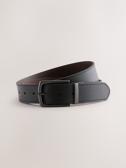 Reversible Grainy Leather Belt - Black/Brown