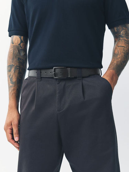 Reversible Grainy Leather Belt - Black/Brown