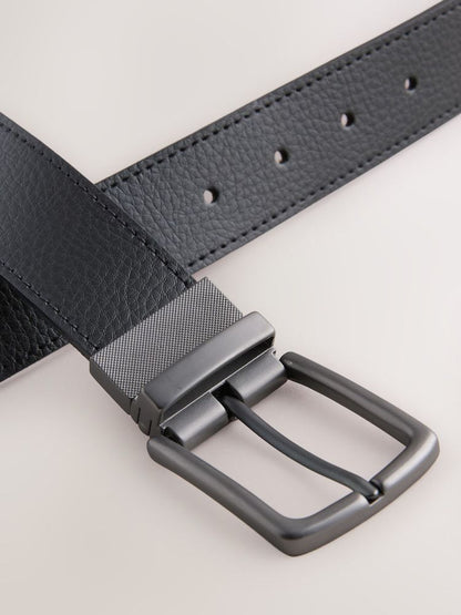 Reversible Grainy Leather Belt - Black/Brown