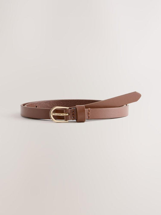 Skinny Leather Belt - Tan Brown