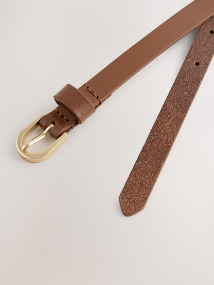 Skinny Leather Belt - Tan Brown