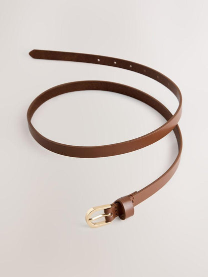 Skinny Leather Belt - Tan Brown