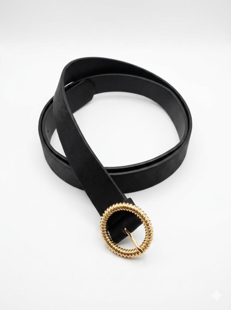 Faux Leather Belt -  Black