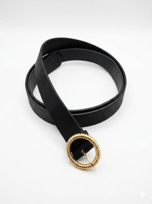 Faux Leather Belt -  Black