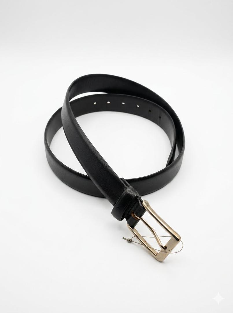 Faux Textured Leather Belt - Black