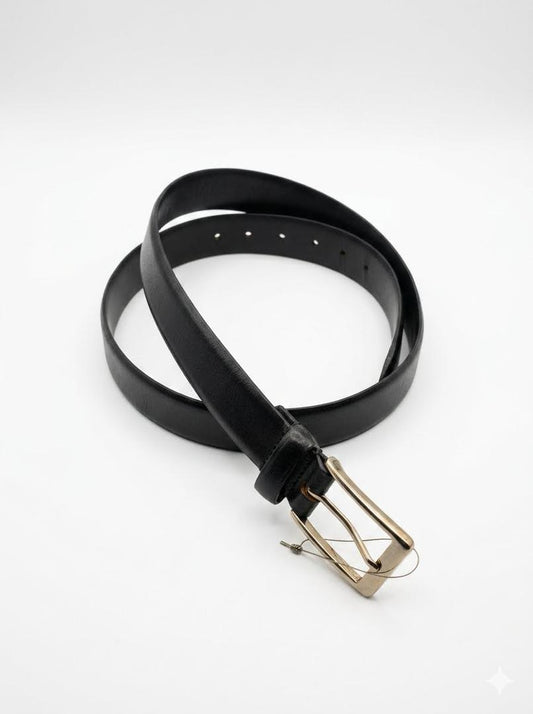 Faux Textured Leather Belt - Black