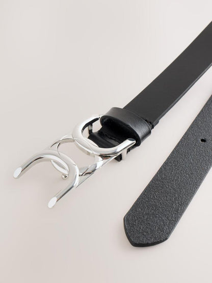 Plain Designed Leather Belt - Black
