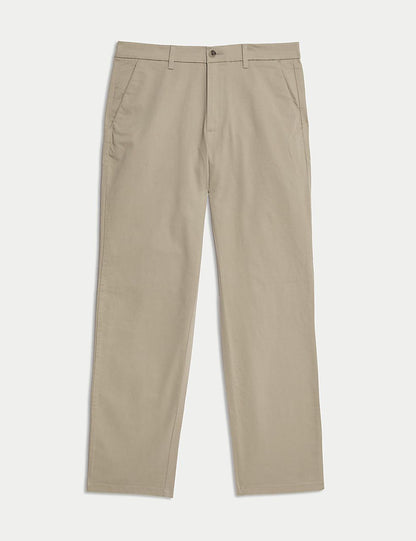 Tapered Fit Stretch Chinos - Beige