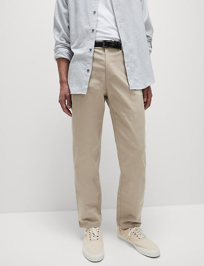 Tapered Fit Stretch Chinos - Beige