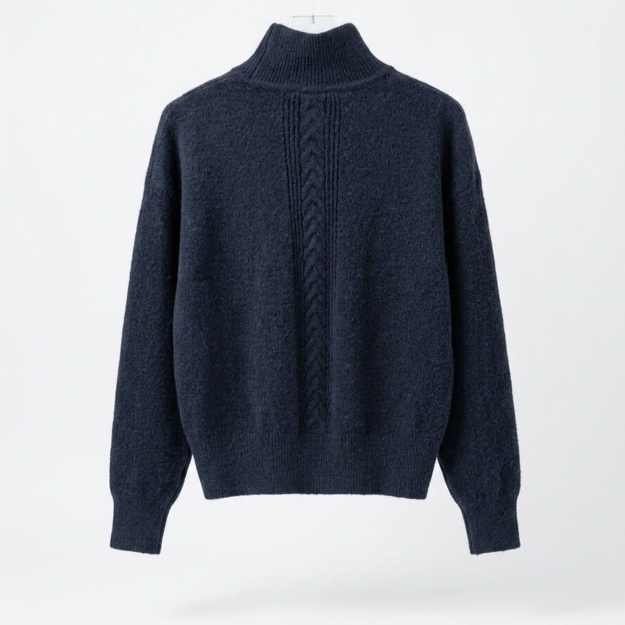 Turtleneck Winter Sweater - Navy