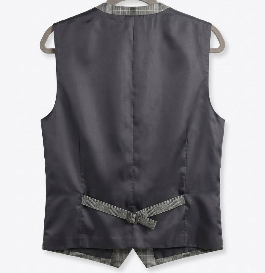 Prince Of Wales Check Suit Waistcoat - Grey