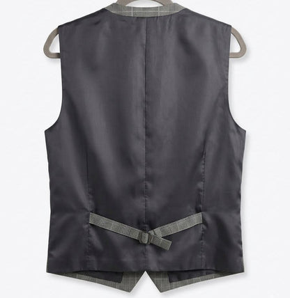 Prince Of Wales Check Suit Waistcoat - Grey