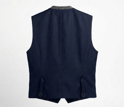 Classic Double-Breasted Check Waistcoat - Charcoal Grey
