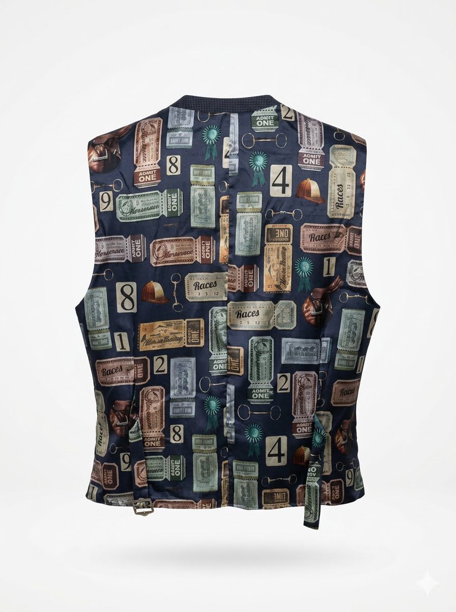 Bold Check Suit Waistcoat - Navy Blue