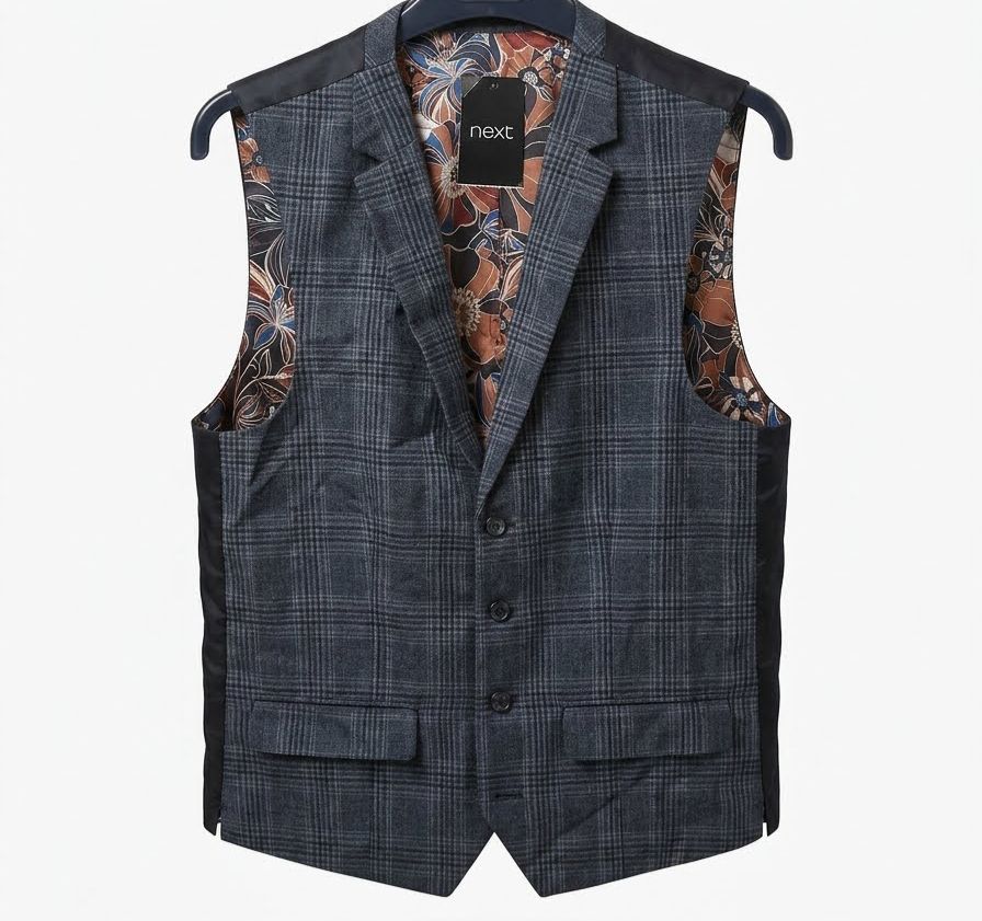 Tailored Classic Check Suit Waistcoat - Grey