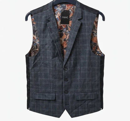 Tailored Classic Check Suit Waistcoat - Grey