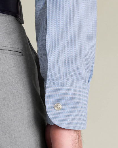 Semi-Cutaway Collar Non-Iron Performance Texture Slim Fit Shirt - Blue