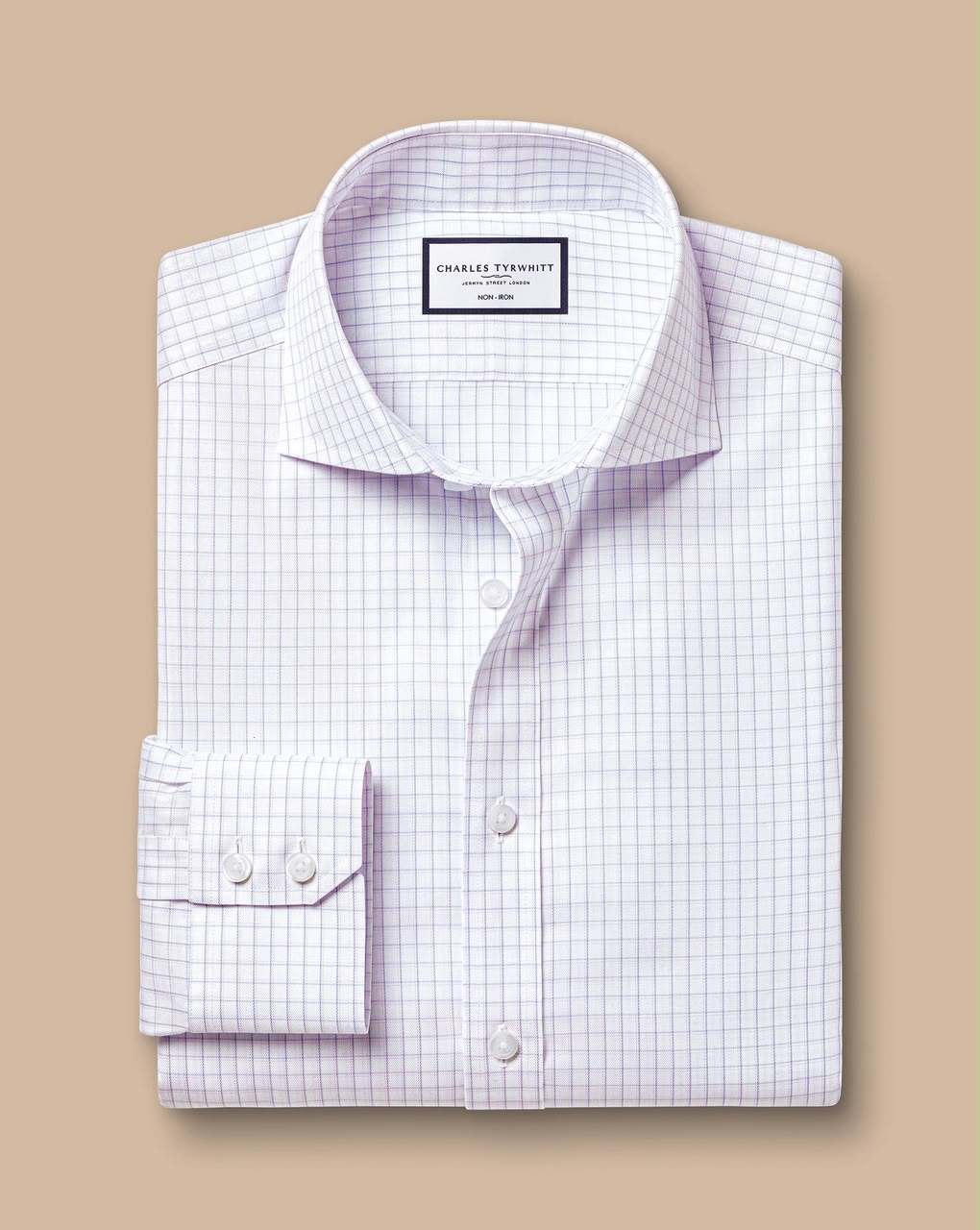 Semi-Cutaway Check Non-Iron Twill Extra Slim Fit Shirt - Lilac Purple