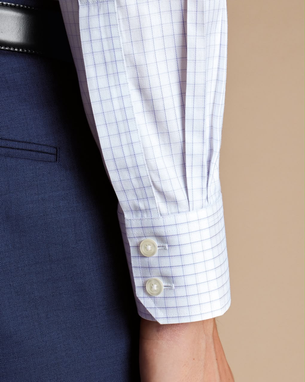 Semi-Cutaway Check Non-Iron Twill Extra Slim Fit Shirt - Lilac Purple