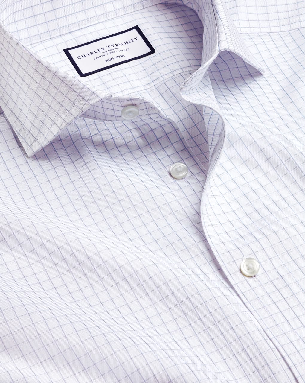 Semi-Cutaway Check Non-Iron Twill Extra Slim Fit Shirt - Lilac Purple