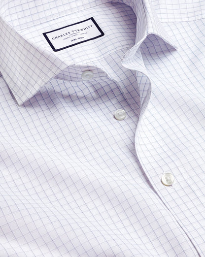 Semi-Cutaway Check Non-Iron Twill Extra Slim Fit Shirt - Lilac Purple
