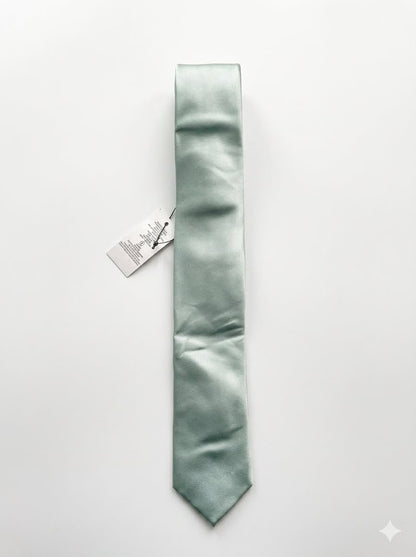 Slim Tailored Satin Tie - Sage Green