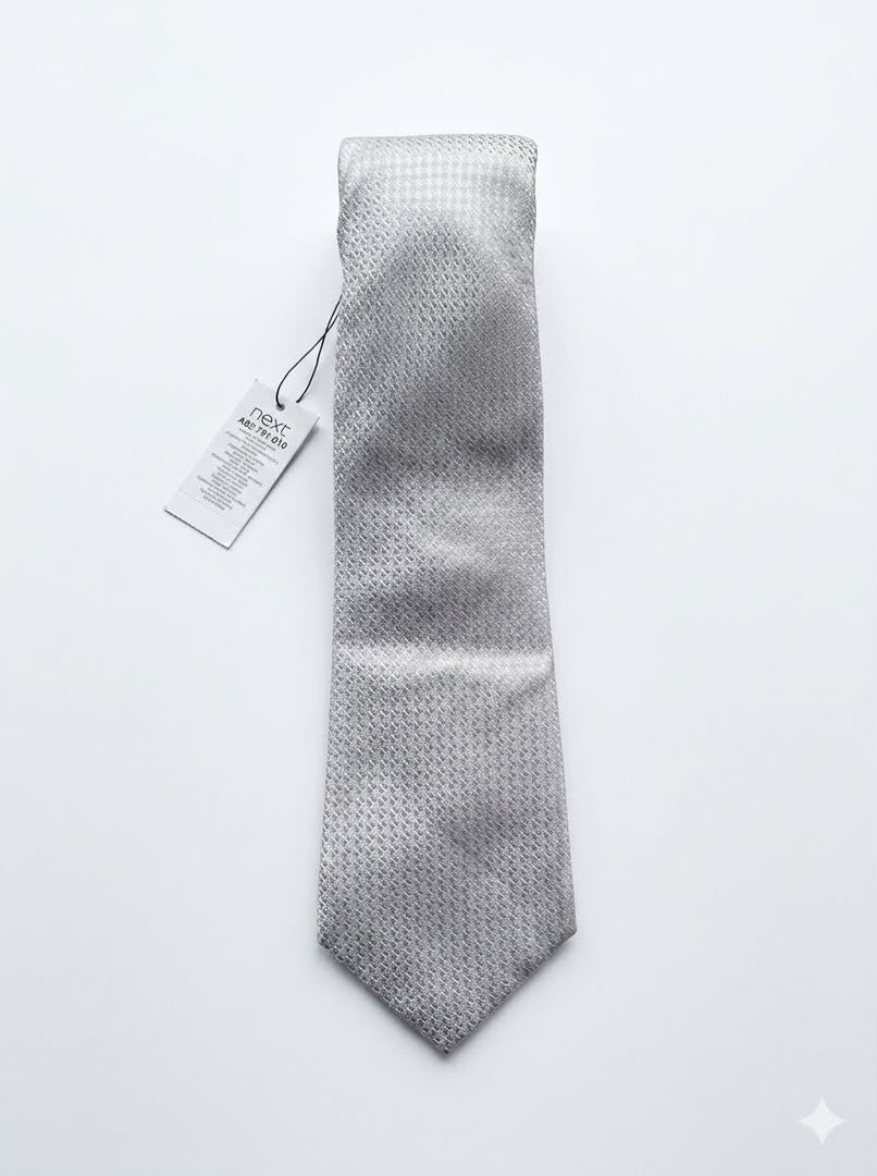 Textured Jacquard Weave Neck Tie - Silver Grey
