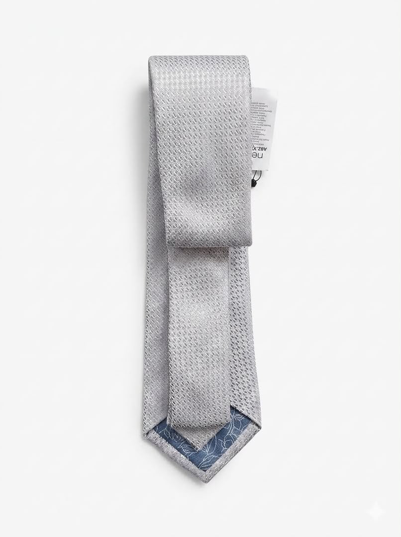 Textured Jacquard Weave Neck Tie - Silver Grey