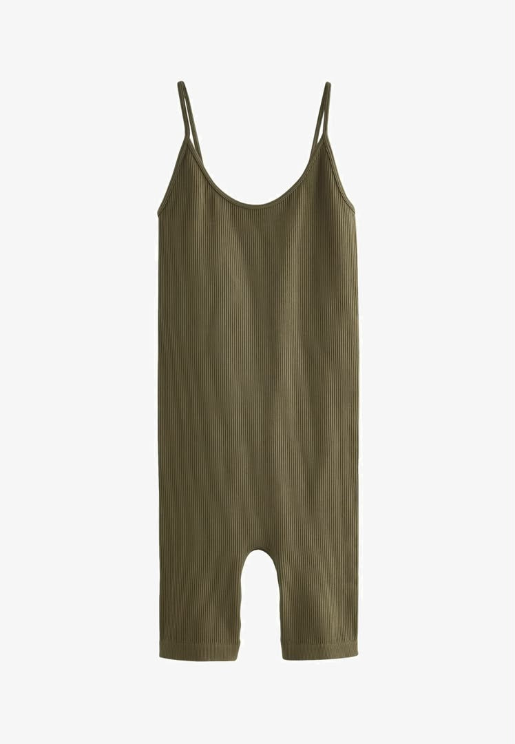 Premium Strappy Cami Unitard Regular Fit Jumpsuit - Khaki Green