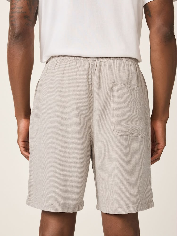 Neutral Linen Blend Elasticated Waist Shorts
