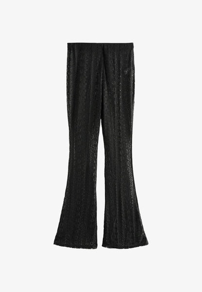 Black Lace Flared Trousers