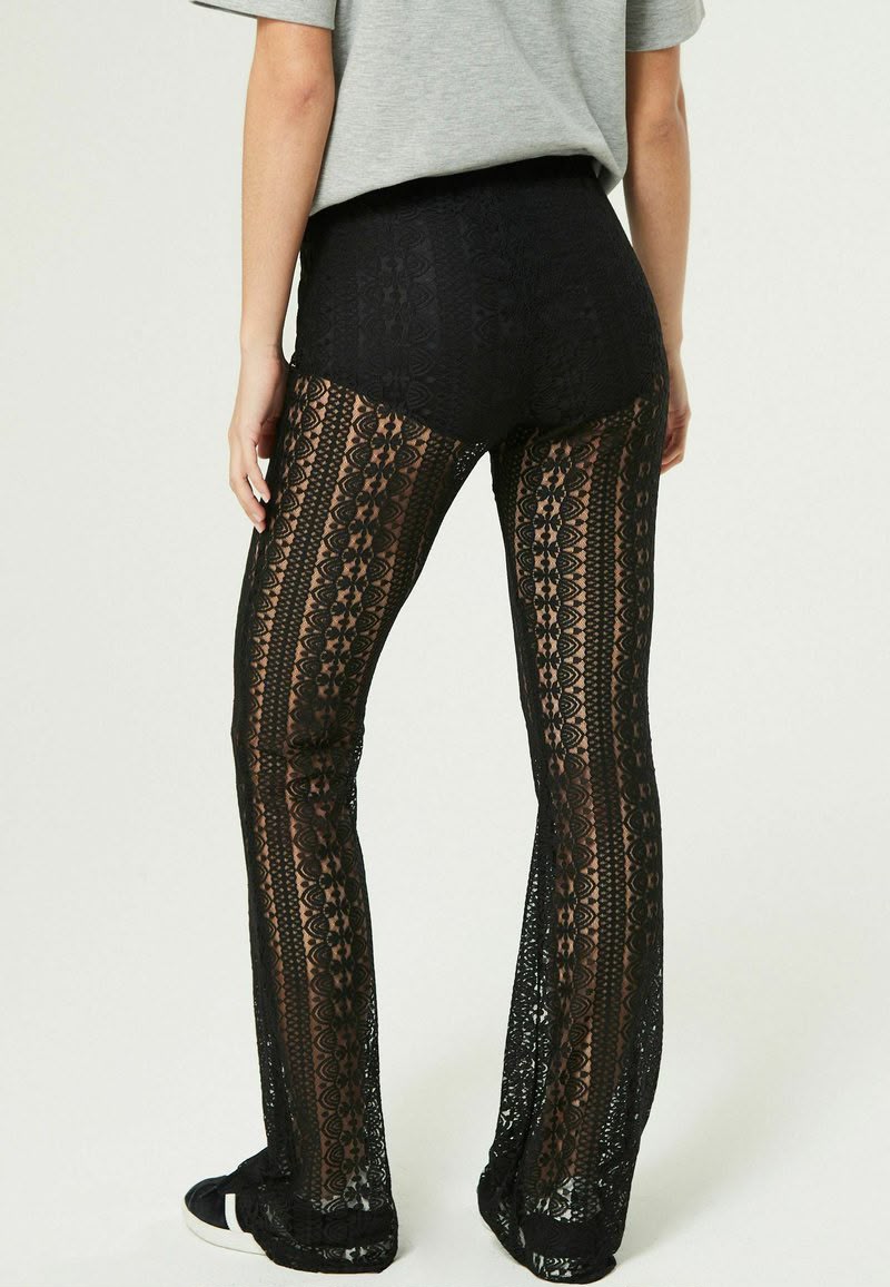 Black Lace Flared Trousers