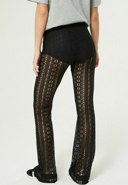 Black Lace Flared Trousers
