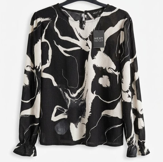 Monochrome Long-Sleeve Blouse