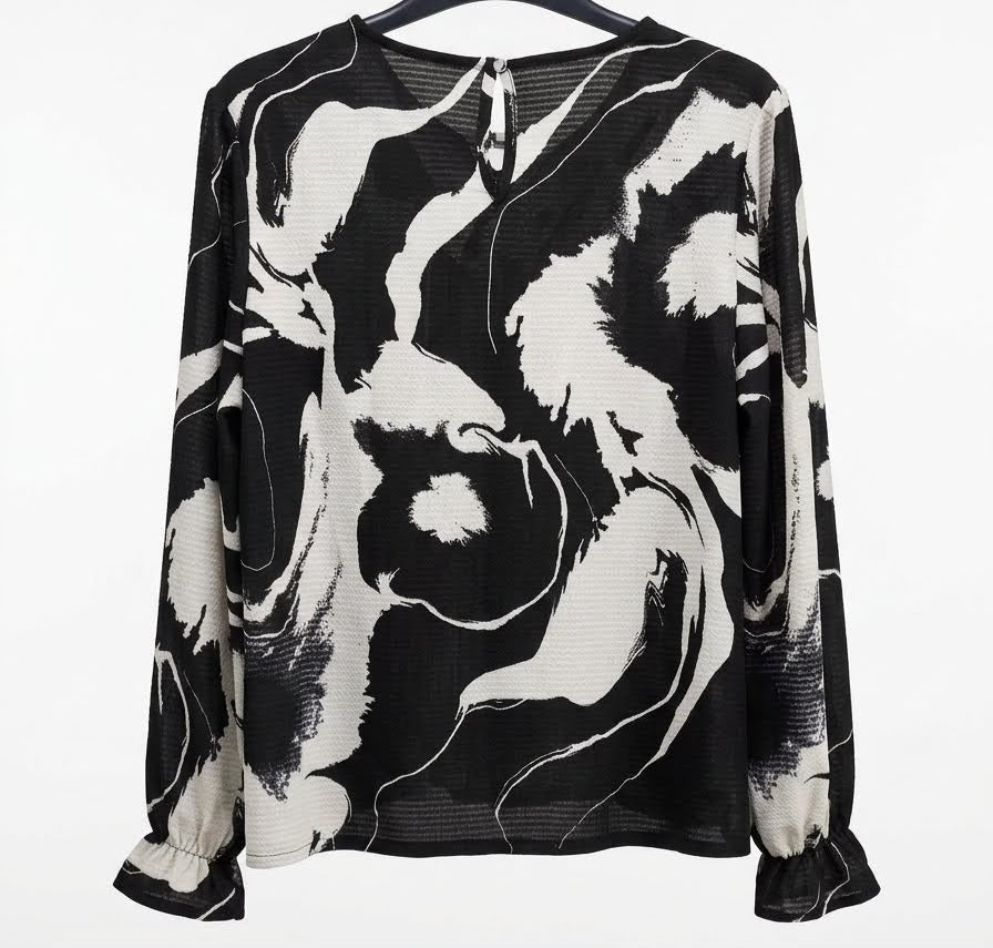 Monochrome Long-Sleeve Blouse