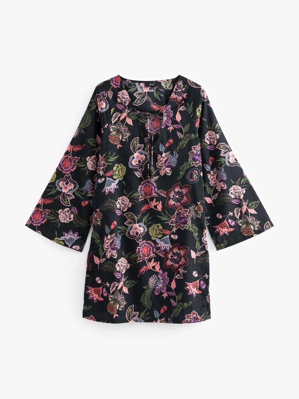 Black Floral Beach Cover-Up Kaftan