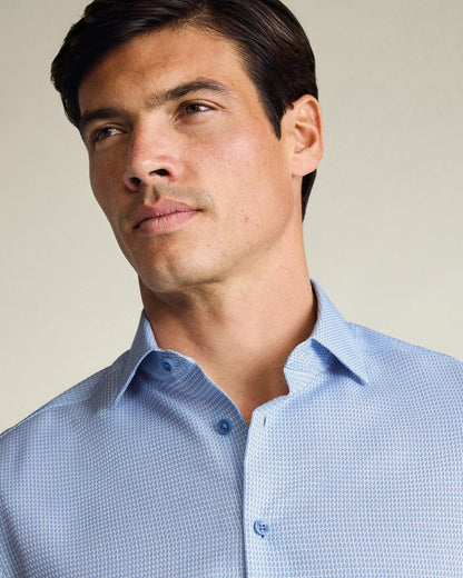 Semi-Cutaway Collar Non-Iron Stretch Texture Slim Fit Shirt – Sky Blue