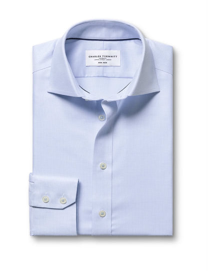 Cutaway Collar Non-Iron Stretch Greenwich Weave Slim Fit Shirt – Light Blue