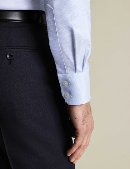 Cutaway Collar Non-Iron Stretch Greenwich Weave Slim Fit Shirt – Light Blue