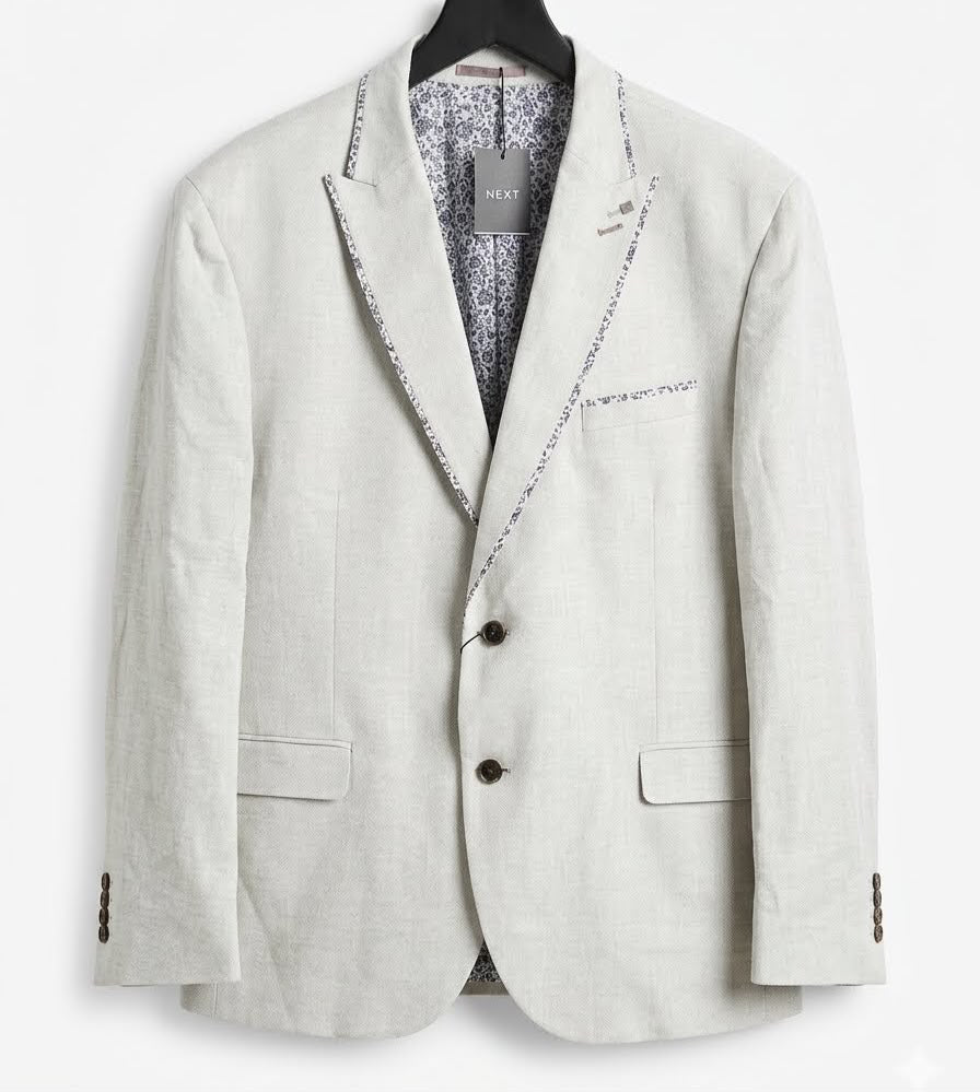 Tailored Linen Blazer -  Light Beige