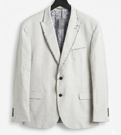 Tailored Linen Blazer -  Light Beige