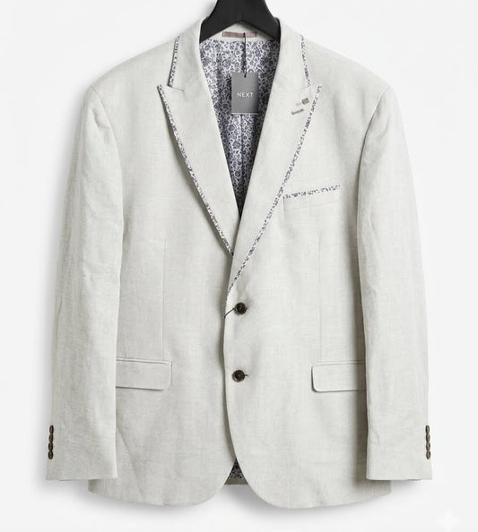 Tailored Linen Blazer -  Light Beige