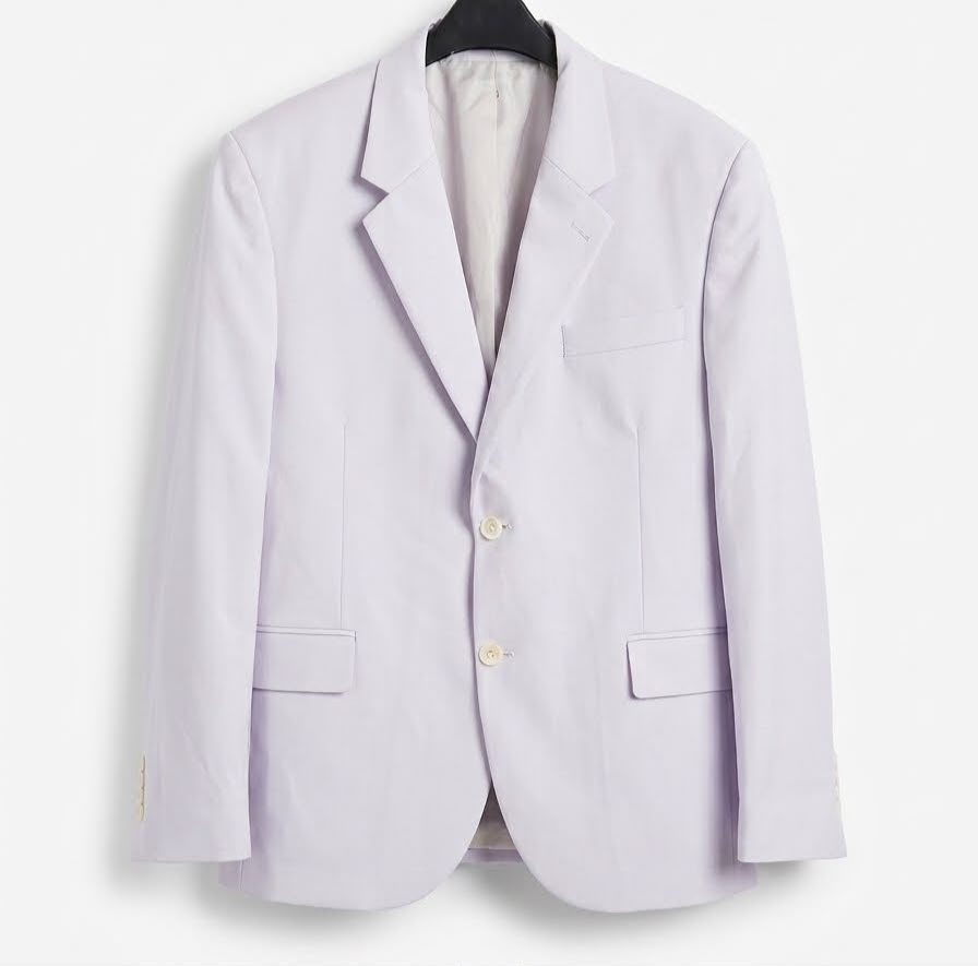Tailored Single-Breasted Suit Jacket - Pastel Lilac