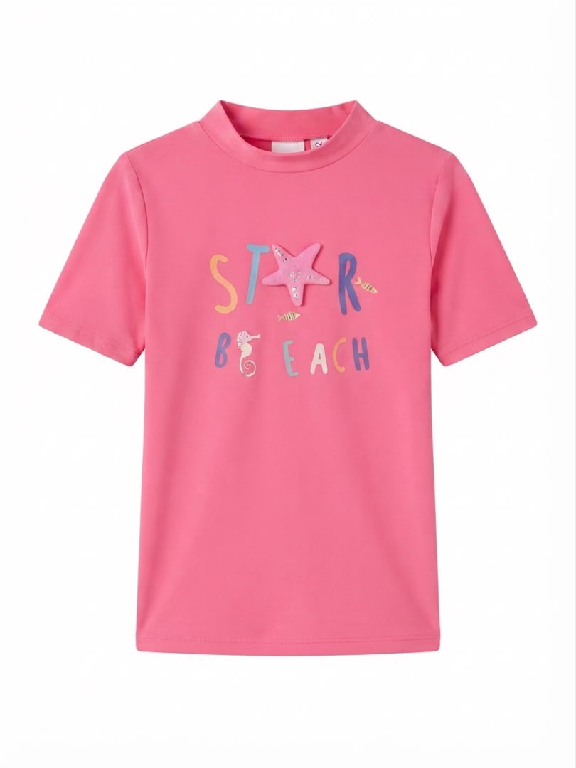 Fun Beach-Themed Graphic Swim Shirt