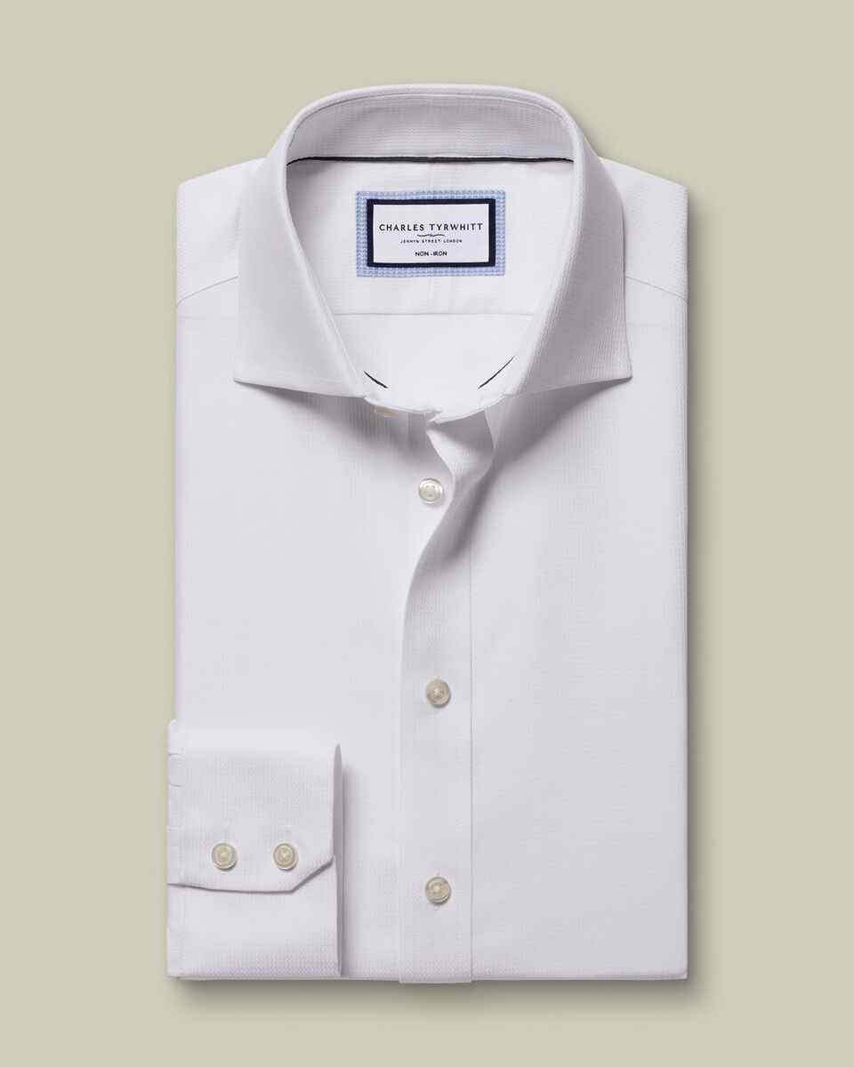 Non-Iron Stretch Burlington Weave Slim fit Shirt - White